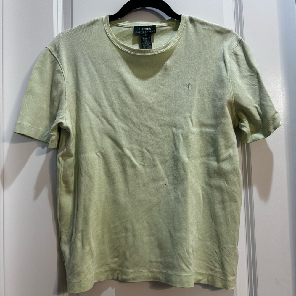Lauren Ralph Lauren Mint Round Neck Tee Large Short Sleeve Armpit To Armpit 20”